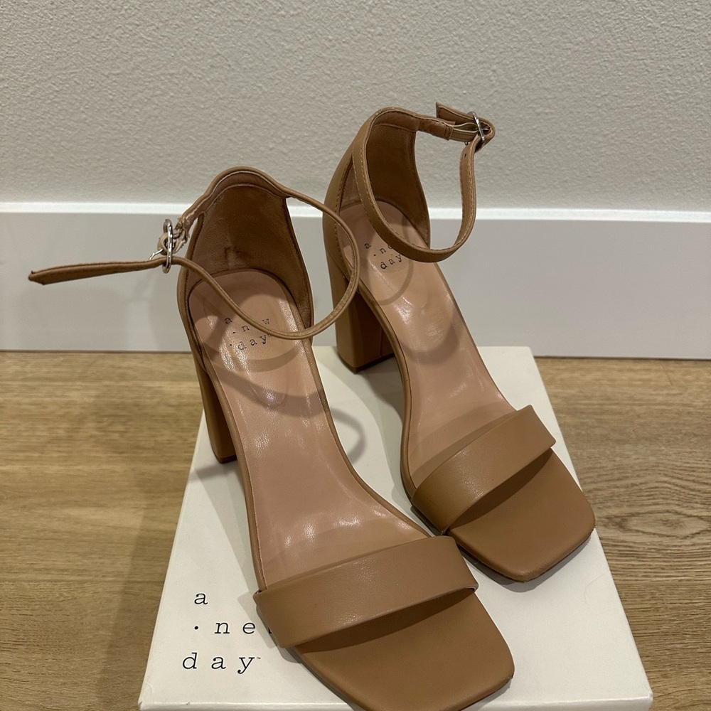 A New Day Women's Brown Ankle Strap Heels